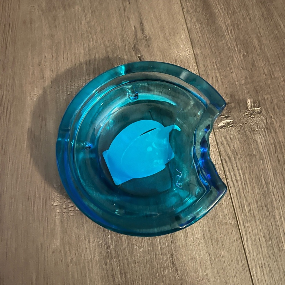 Blue Glass Leaf Ashtray